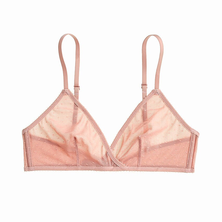 Soutien-gorge triangle à pois en tulle rose