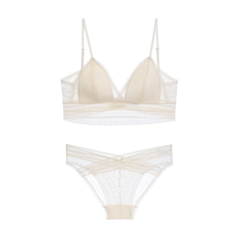 Ensemble de lingerie bralette et culotte sexy chic blanc watsunder