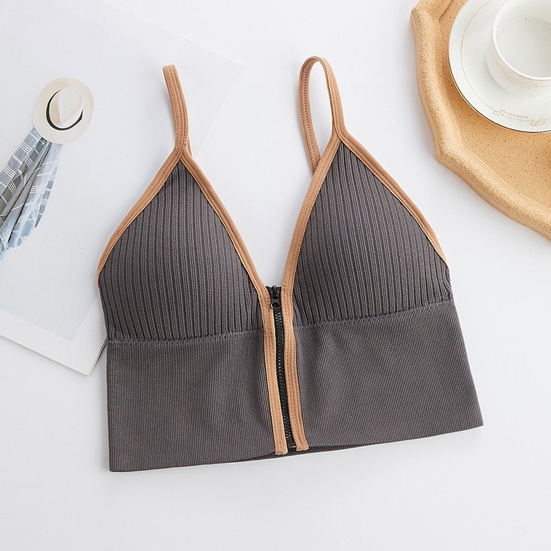 Bustier gris à ouverture avant, lingerie rembourrée très chic