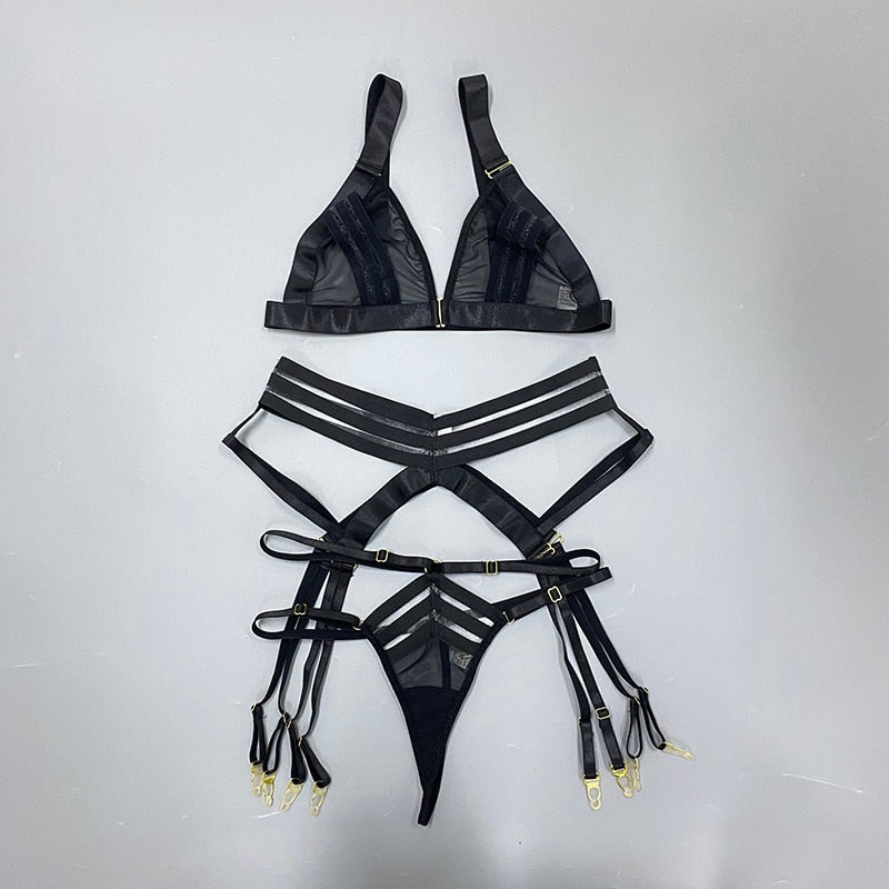 Lingerie érotique noire bondage