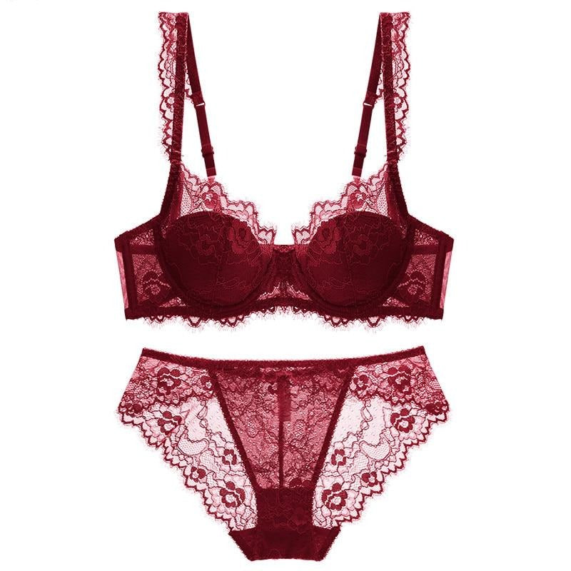 Ensemble soutien-gorge et slip dentelle rouge