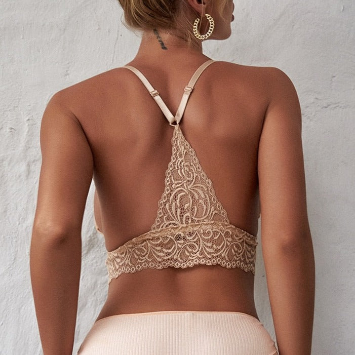 Bralette triangle dos croisé beige