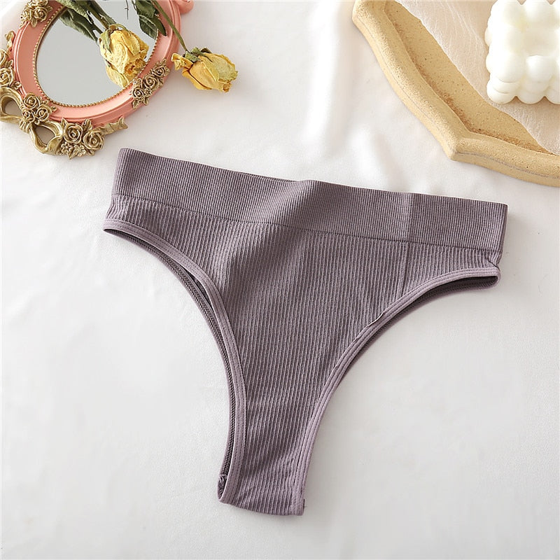 Tanga mauve en coton