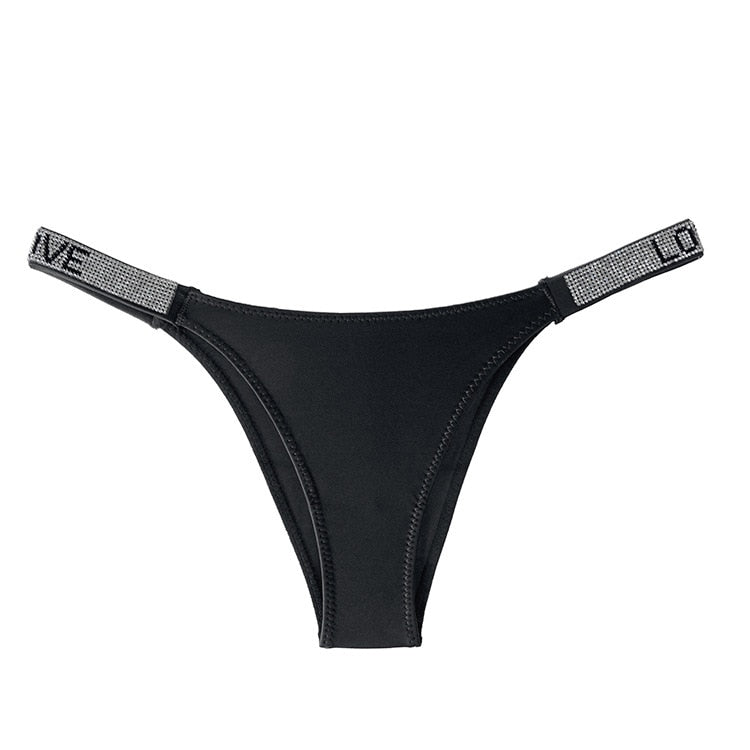 Tanga tendance strass noir très sexy