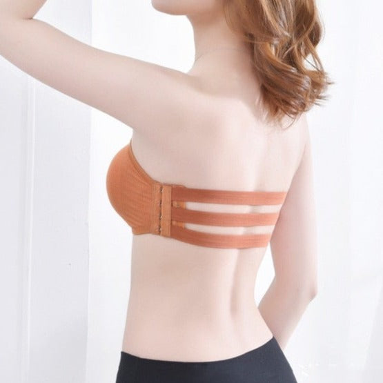 Soutien-gorge bandeau rembourré orange avec attache élastique