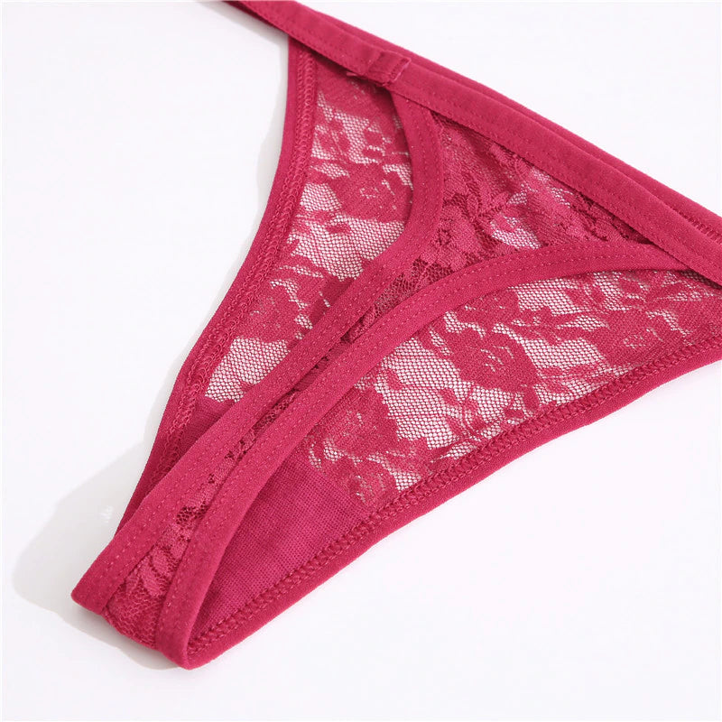 string sexy rouge en dentelle pour femme