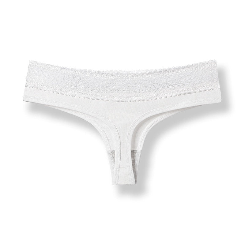 Tanga coton et dentelle blanc