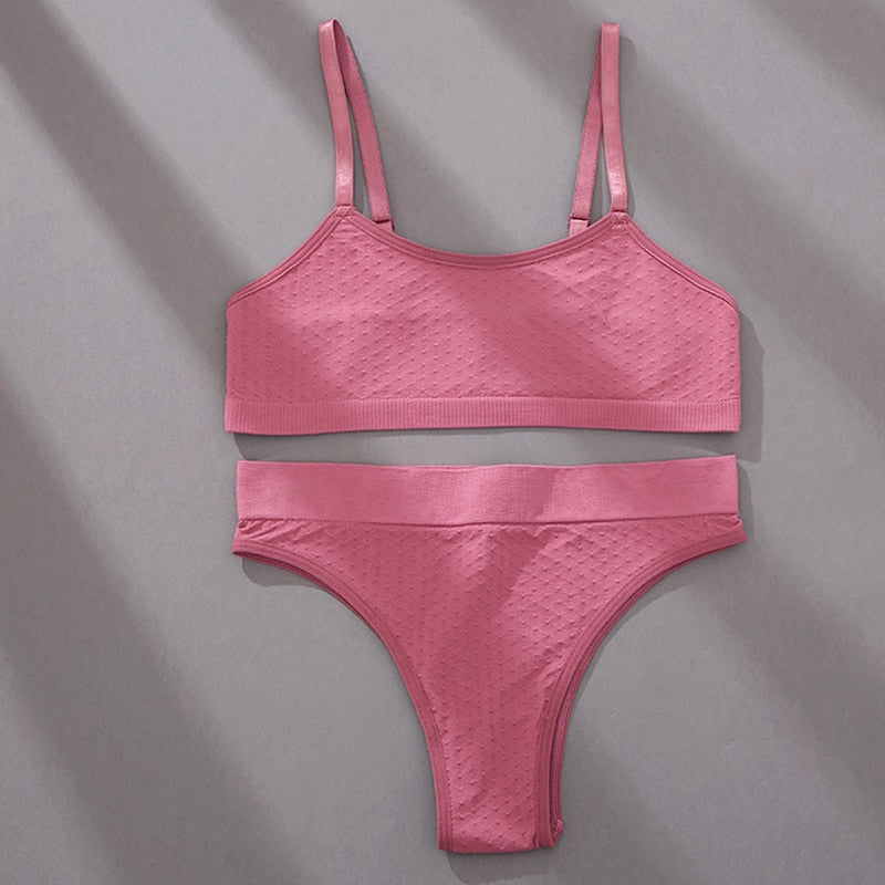 Ensemble de lingerie rose deux pièces confort