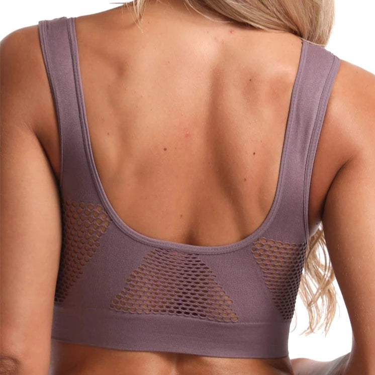 Crop top de sport rembourré mauve pour femme