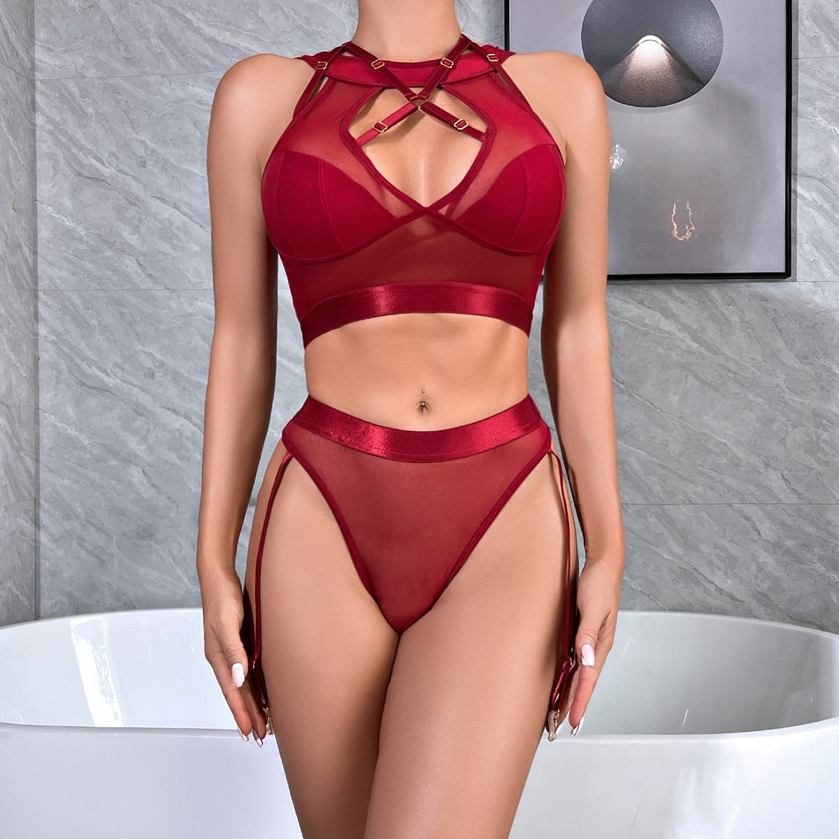 Transparent sexy lingerie set