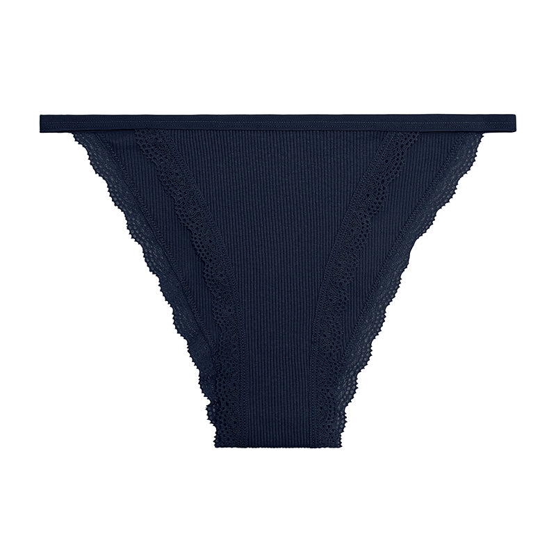 Culotte coton et dentelle bleue pour femme