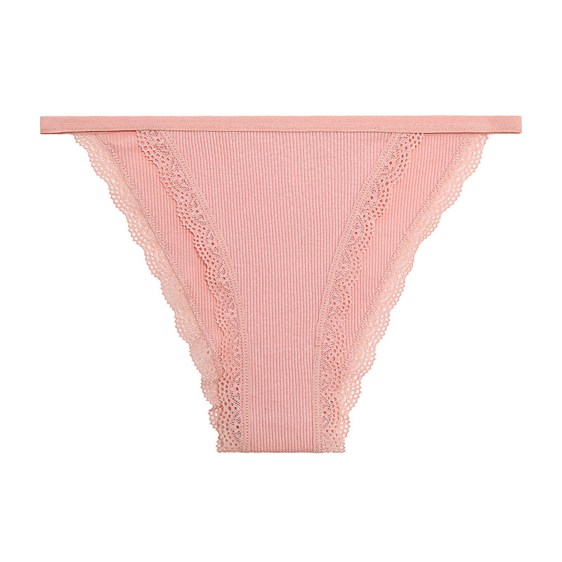 Culotte coton et dentelle rose pour femme