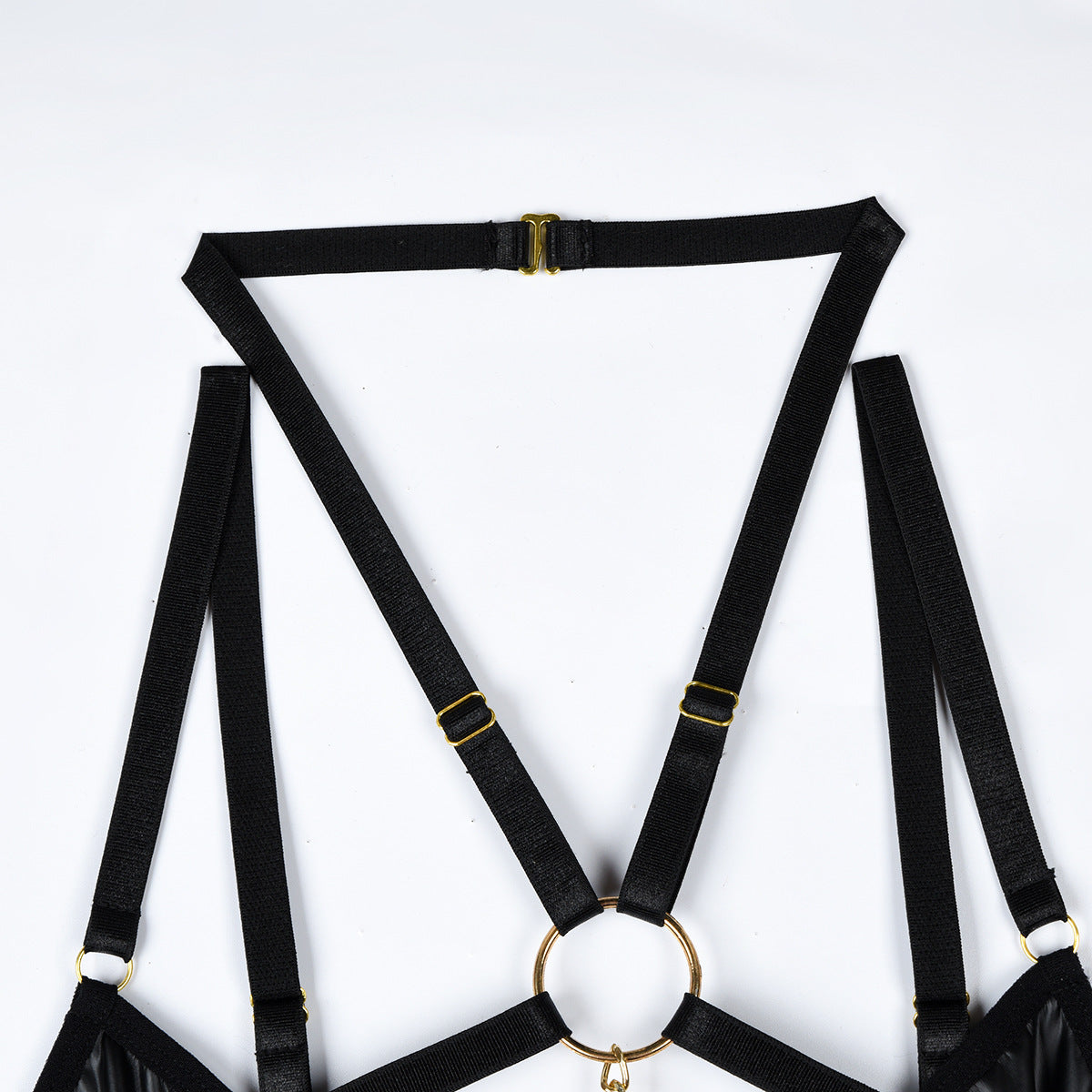 Leather effect bondage lingerie set