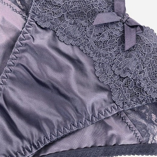 Culotte satin et dentelle noire avec noeud