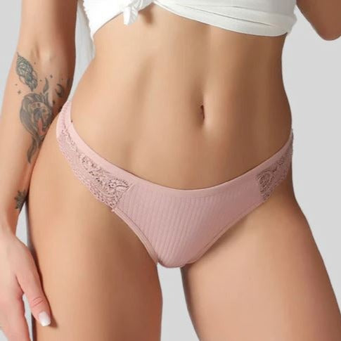 String coton et dentelle rose, lingerie sexy